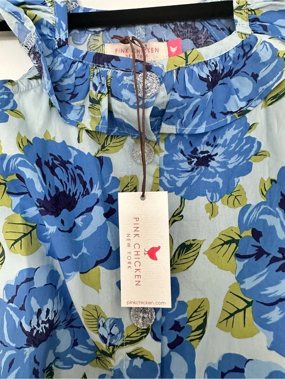 New Pink Chicken Baby Girls Ana Jumper Blue Peonies 12-18 months